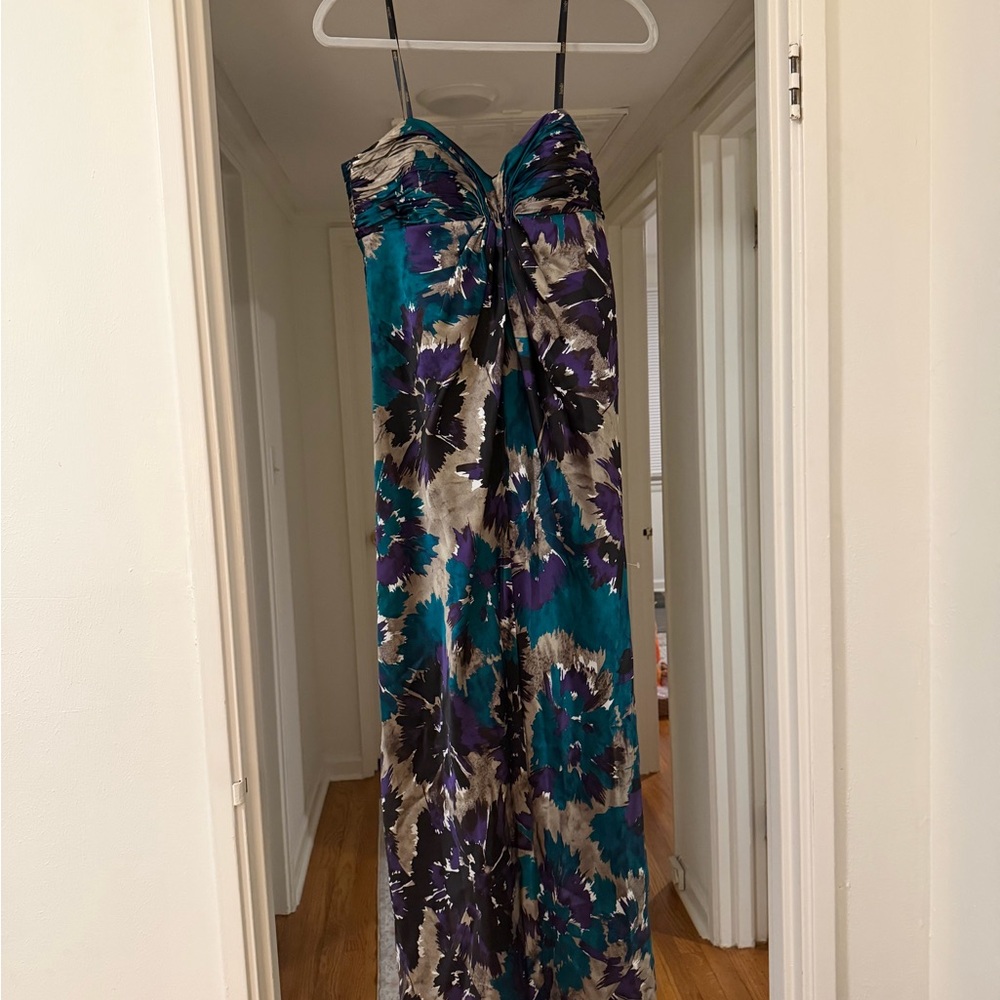 Laundry By Shelli Segal Teal and Purple Maxi Dress NWT
